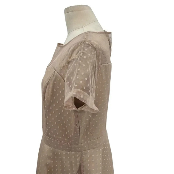 Lindy Bop Leona Almond Polka Dot‎ Mesh Prom Dress Beige Plus Size 3XL - Picture 7 of 12